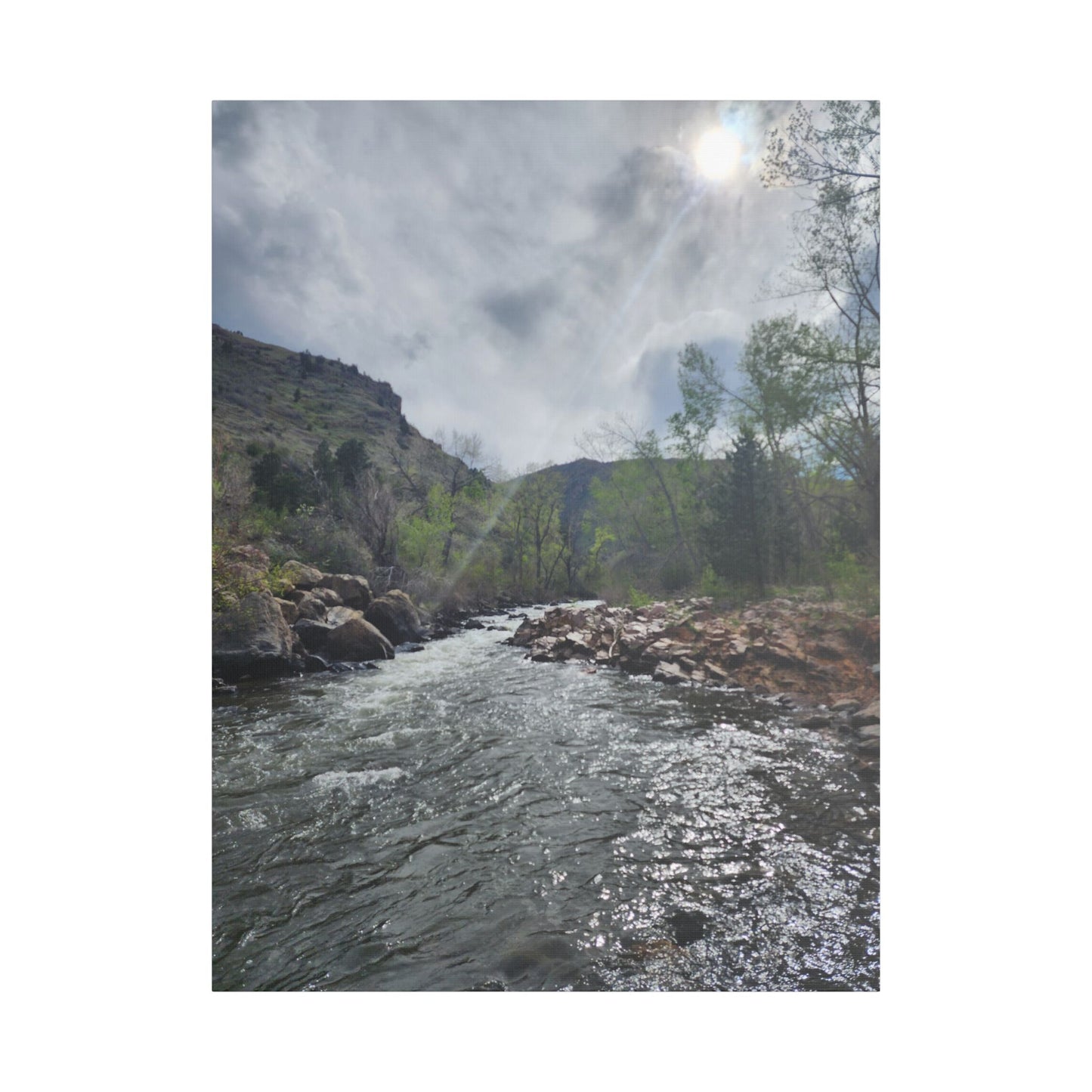 Clear Creek, CO River Gorge in Spring Landscape Satin Canvas Print — Stretched Wall Art